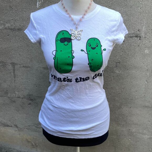 2000s Streetwear Society “What’s The Dill?” Pickle Baby Tee - Picture 1 of 6